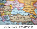 Defocused Map Background Highlighting Black Sea Geography and Travel Concept
