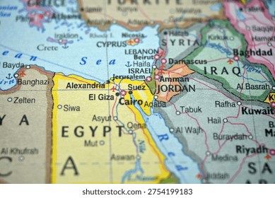 Defocused Map Background Highlighting Suez Geography and Travel Concept