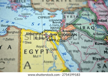 Defocused Map Background Highlighting Suez Geography and Travel Concept