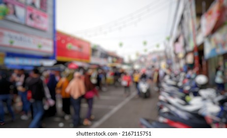 Defocused Of People Walk On Street. Blurred Background 