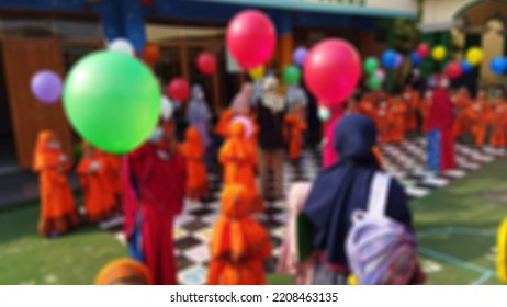 Defocused Photo On The First Day Of Kindergarten 