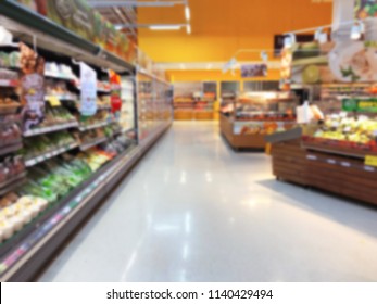 Defocused of shelf in supermarket with product blurred background