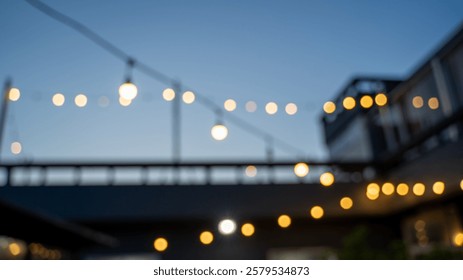 Defocused String Lights at Twilight