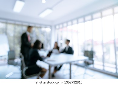 Defous Blurry Background Business Are Present Work In Meeting With Customer In Office Room