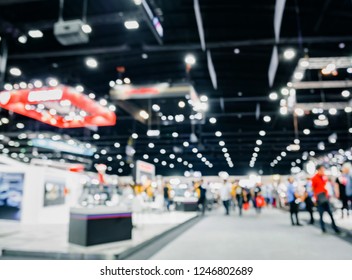 Defoused Bokeh Lights Background Of Event Exhibition, Business Show Concept.