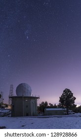 A Defunct AFS Radar Tower Still Stands At Mount Lemmon Observatory Near Tucson, Arizona.  The Constellation Orion Floats Above This Remnant From The Cold War.