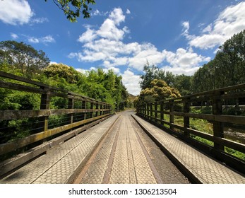 Defunct Rail Track On A Bridge Converted To Bike Trail 