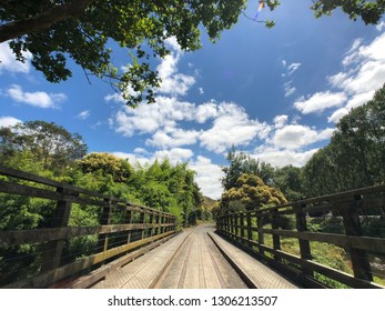 Defunct Rail Track On A Bridge Converted To Bike Trail 