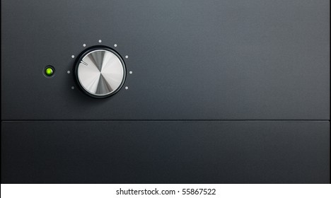 Degrading Black Surface Of Amplifier With One Knob And Green Warning Led