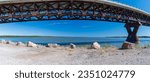 The Deh Cho Bridge crosses the might Mackenzie River near Fort Providence, Northwest Territories, Canada
