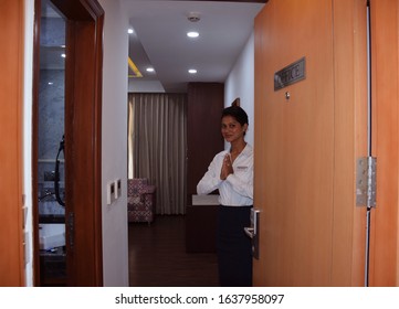 Dehradun - India
7th Oct 2018
A Hotel Employee Greets A Guest