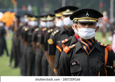 Dehradun, Uttarakhand/India- August 15 2020: Indian Army Officers Wearing Face Mask In Covid 19 Pendamic. 