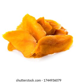 Dehydrated Dried Mango Slice Isolated On A White Background, Healthy Snack