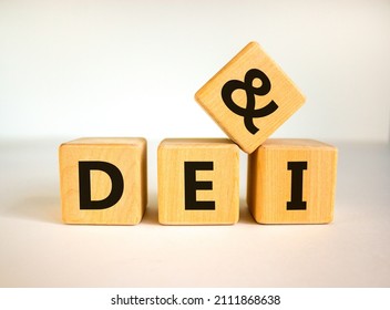 DEI, Diversity, equity and inclusion symbol. Wooden blocks with words DEI, diversity, equity and inclusion on beautiful white background. Business, DEI, diversity, equity and inclusion concept.