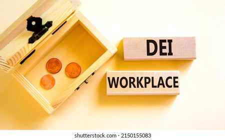 DEI Diversity Equity Inclusion Workplace Symbol. Blocks With Words DEI Workplace On Beautiful White Background. Business DEI Diversity Equity Inclusion Workplace Concept. Copy Space.