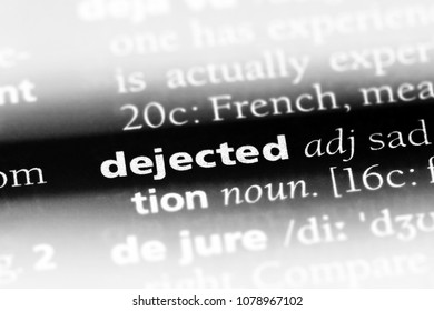 dejected word in a dictionary. dejected concept