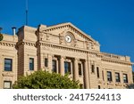 DeKalb County Courthouse Facade with Clock and Columns, Indiana