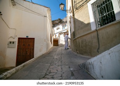 Alcalá Del Júcar, Albacete  Spain - March 2 2022: View Of The Desolated Street With Typical Spanish Houses