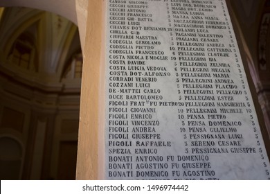 Riccò Del Golfo Di Spezia, Italy - May 31 2019: Every Year During The Celebration Of The Ascension, A Papal Bull With The Plenary Indulgence Is Exposed In The Church Of Nostra Signora Dell'Agostina. 