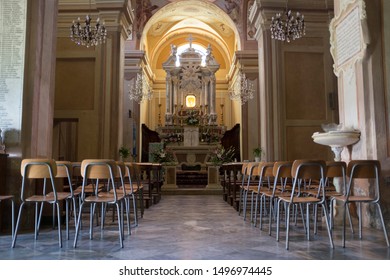 Riccò Del Golfo Di Spezia, Italy - May 31 2019: Every Year During The Celebration Of The Ascension, A Papal Bull With The Plenary Indulgence Is Exposed In The Church Of Nostra Signora Dell'Agostina. 