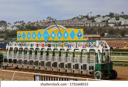 Del Mar, California / USA - August 7, 2019: Picture Of A Starting Gate Or Stall At Del Mar Race Track In California.