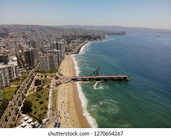 Viña Del Mar City, Aereal Photo Of Muelle Vergaras Place