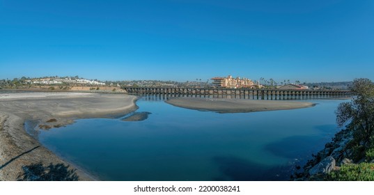 Del Mar Southern California Landscape With Bridge Over Sea Against Blue Sky