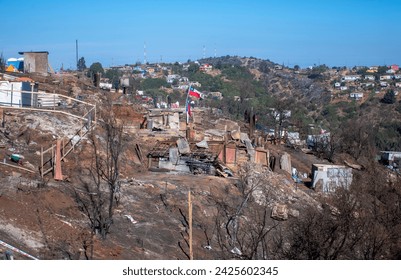 Viña del Mar, Valparaiso, Chile; Feb. 3 2024: Here there were many homes that burned down in the second most devastating fire of the 21st century. The one that was created was intentional