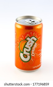 DeLand, FL, USA - February 14, 2014: A Can Of Orange Crush, The Long Time Popular Carbonated Soft Drink.