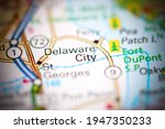 Delaware City. Delaware. USA on a geography map