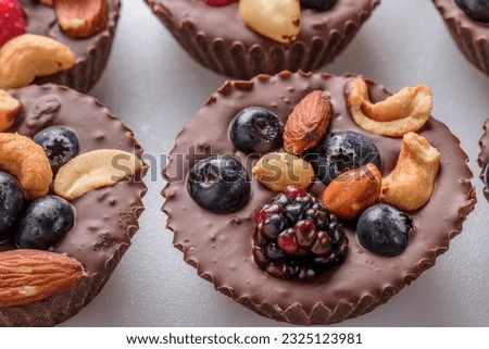 Delectable Close-Up of Homemade Chocolate Fruit and Nut Cups, Crafted with Love in Stunning 4K Resolution