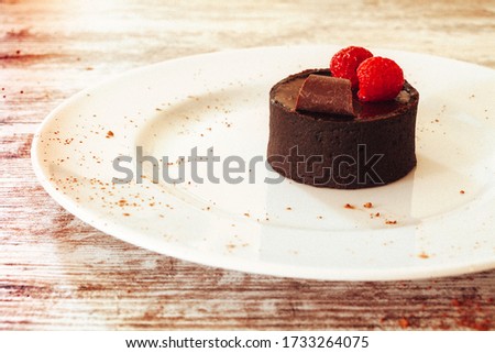 Delectable dark chocolate raspberry dessert