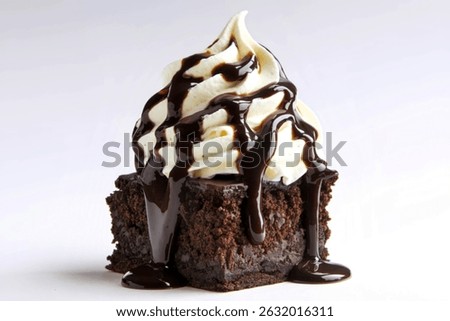 a delectable dessert with a brownie