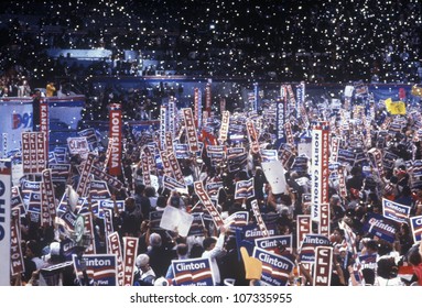 Delegates Cheer For Clinton's Nomination At The 1992 Democratic National Convention At Madison Square Garden, New York