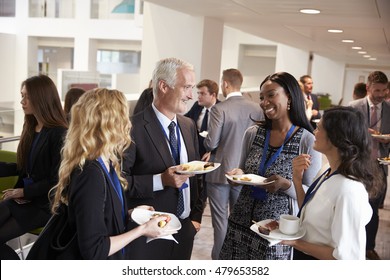 Delegates Networking During Conference Lunch Break