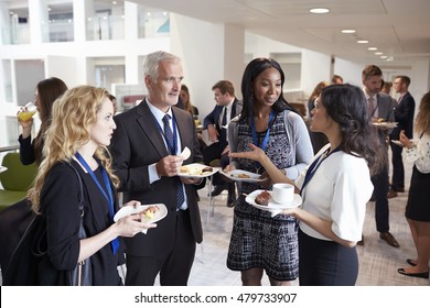 Delegates Networking During Conference Lunch Break
