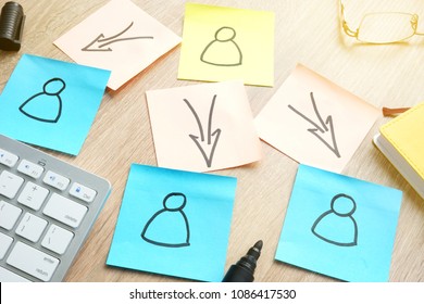 Delegating concept. Structure of management organization on sticks. - Shutterstock ID 1086417530