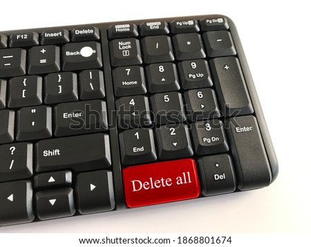 Delete all key button with red color on computer keyboard