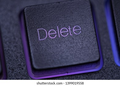Delete Key Macro On Laptop Or PC Keyboard. Concept Of Destruction, Loss Of Data Information Or Cryptocurrency.