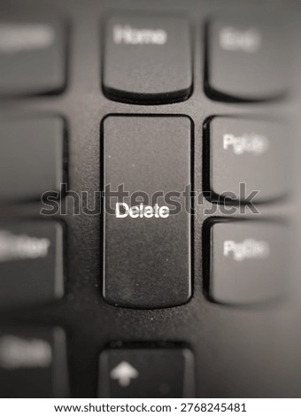 Delete key on computer keyboard, data removal concept