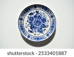 
Delft blue plate on white background