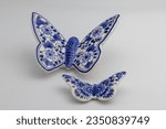 Delft blue and white porcelain butterflies