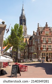 Delft, The Netherlands, June 7, 2021; Center of the picturesque medieval city of Delft.