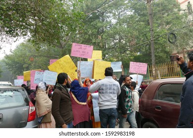 DELHI - DEC 19, 2019 - Women March To Protest The Citizenship Act  (CAB) In Nizamuddin Area Of Delhi, India