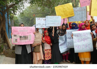 DELHI - DEC 19, 2019 - Women March To Protest The Citizenship Act  (CAB) In Nizamuddin Area Of Delhi, India