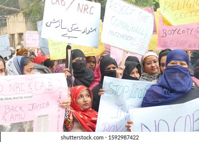 DELHI - DEC 19, 2019 - Women March To Protest The Citizenship Act  (CAB) In Nizamuddin Area Of Delhi, India