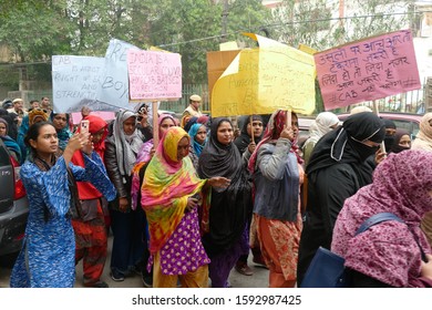 DELHI - DEC 19, 2019 - Women March To Protest The Citizenship Act  (CAB) In Nizamuddin Area Of Delhi, India