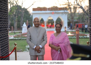 Delhi, India - 03-20-2022 - President Of India, Ram Nath Kovind Along With First Lady Of India, Savita Kovind At An Event In Delhi, India.