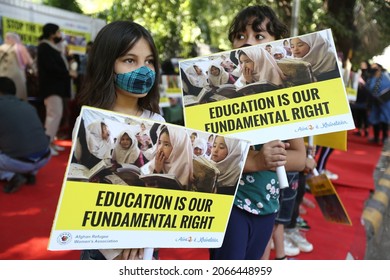 Delhi, - India, - 10-30-201 - Girl Of Afghan Refugee Women Association During A Sit-in Protest Against The Violence Against Women In Afghanistan, At Jantar Mantar In New Delhi, Saturday