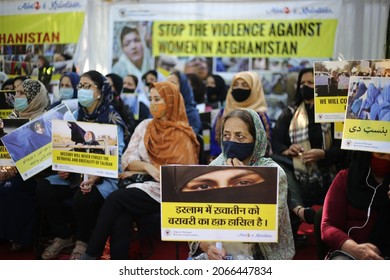 Delhi, - India, - 10-30-201 - Members Of Afghan Refugee Women Association During A Sit-in Protest Against The Violence Against Women In Afghanistan, At Jantar Mantar In New Delhi, Saturday.